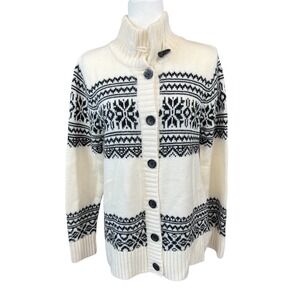 Lady Hathaway Fair Isle Sweater Cardigan Women's L Wool‎ Blend